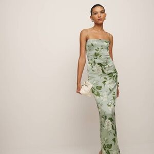 Reformation Frankie Silk Dress Green - Size 2